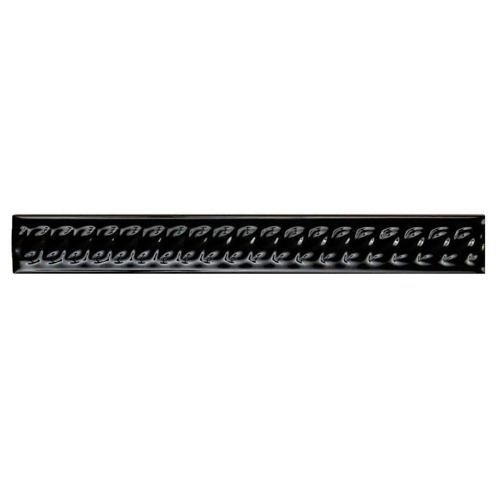Trenza Moldura Nero 1 in. x 7-7/8 in. Glossy Ceramic Wall Tile Trim price history on PriceWatchPro