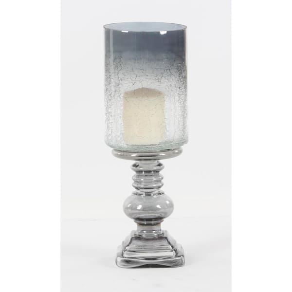 Litton Lane Brass Glass Traditional Candle Holder Hurricane Lamp