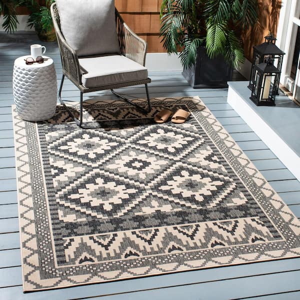 Veranda Beige/Gray 2 ft. x 4 ft. Southwestern Tribal Indoor/Outdoor Area Rug