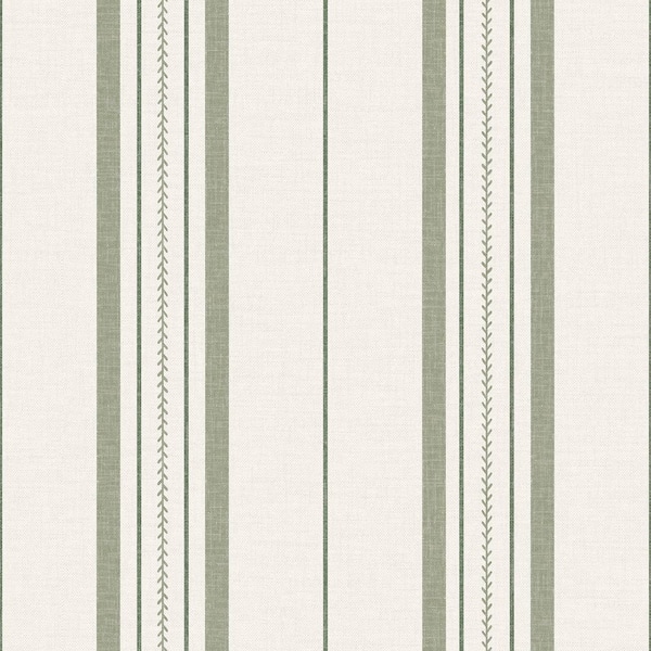 Townhouse Stripe Ivy Green Peel and Stick Wallpaper Sample