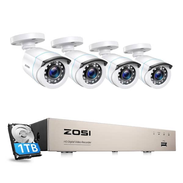 8-Channel 1080p DVR 1TB Hard Drive Security Camera System with 4 Wired Cameras