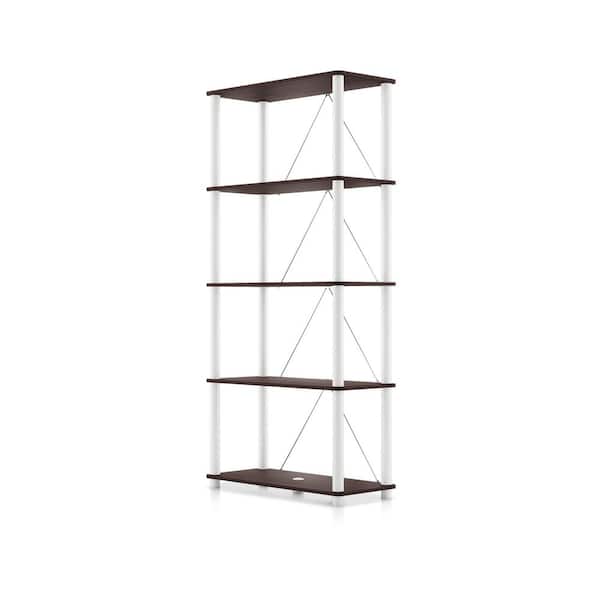 Quincy 58.2 in. Tall Espresso Engineered Wood Wide 5-Shelf Modular Bookcase with Support Rods
