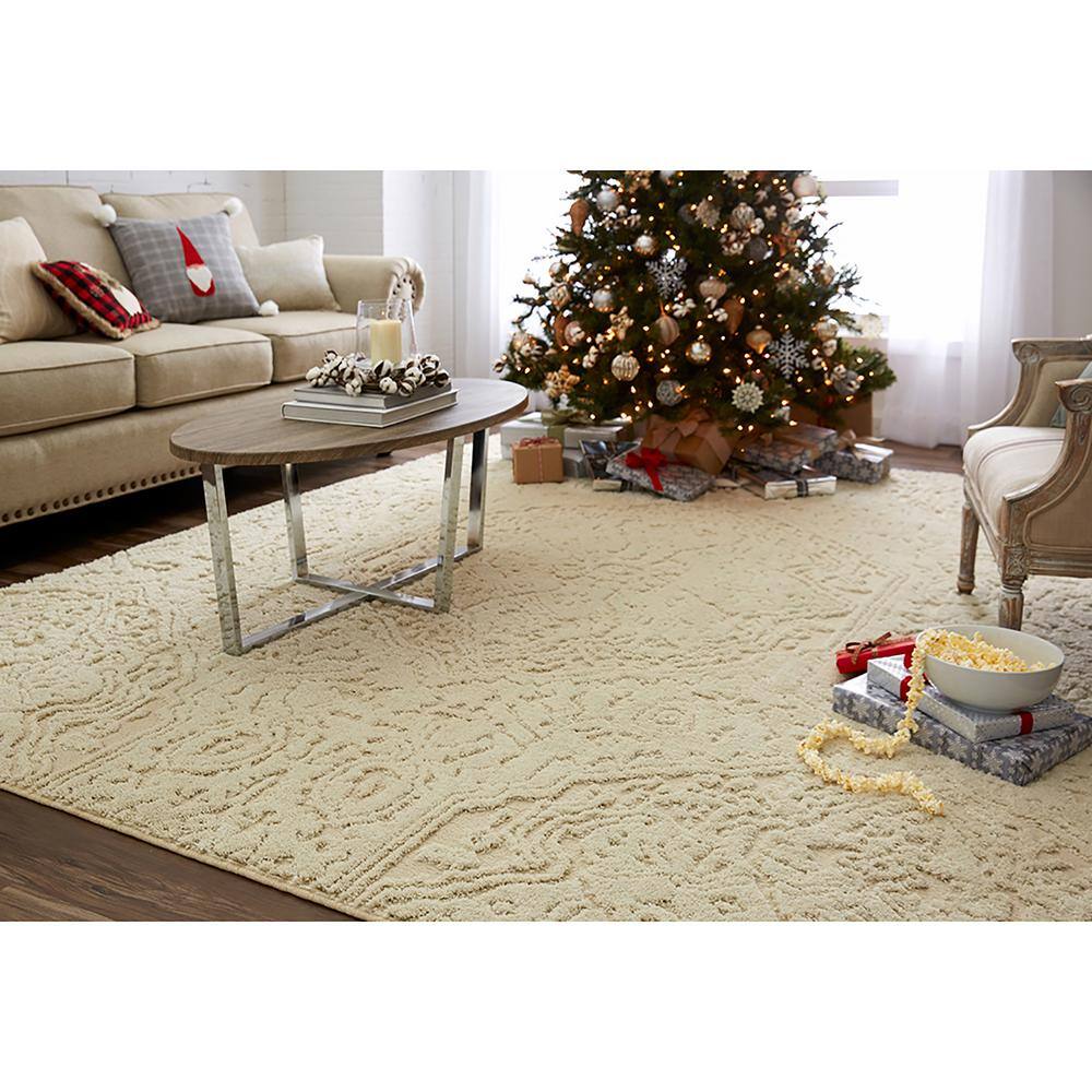 Francesca Cream Tufted Shag Area Rug, 3'4" x 5'