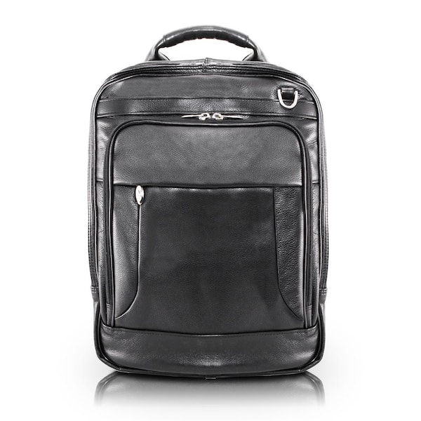 McKLEIN Lincoln Park Full Grain Cashmere Napa Leather 15 in. Black 3-Way Backpack Laptop Briefcase