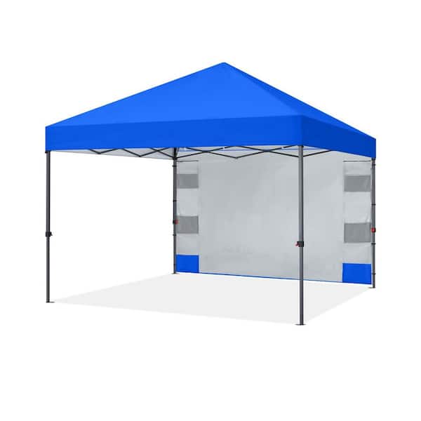 10 ft. x 10 ft. Pop Up Canopy with Storage Sidewall, Canopy Tent for Commercial Events with 4 Weights (Royal Blue)