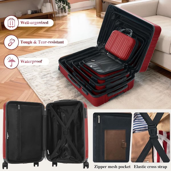 Merax 6-Piece Red ABS Plastic Hardshell 12,14,16,20,24,28 in. Dual