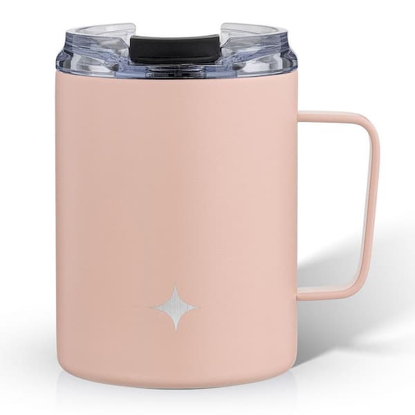 12 oz. Pink Stainless Steel Vacuum Insulated Travel Coffee Mug Tumbler with Lid & Handle