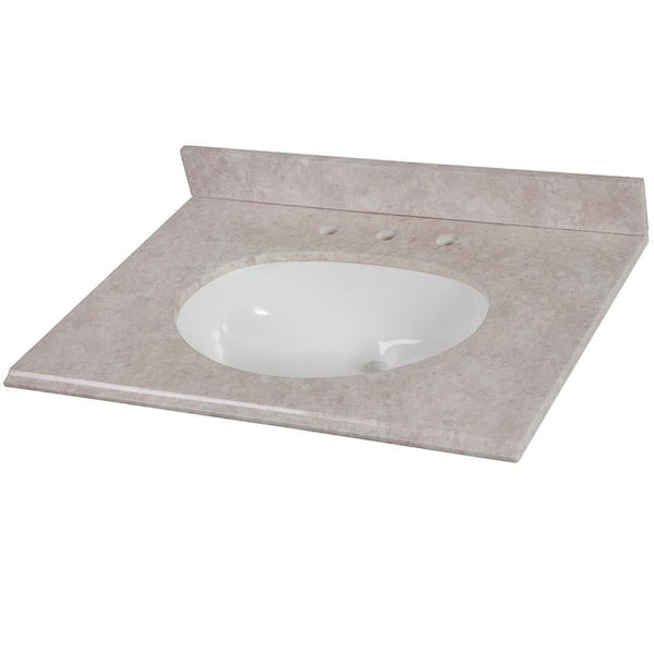 Home Decorators Collection 31 in. W x 22 in. D Stone Effects Vanity Top in Oasis with White Basin