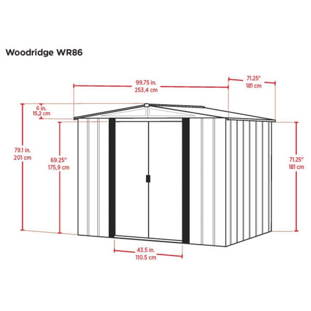 Woodridge 8 x 6 ft. Brown Steel Storage Shed with Sliding Doors
