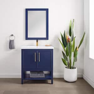 Taylor 30 in. W x 18.5 in. D x 34.5 in. H Bath Vanity in Navy Blue with Ceramic Vanity Top in White with White Sink