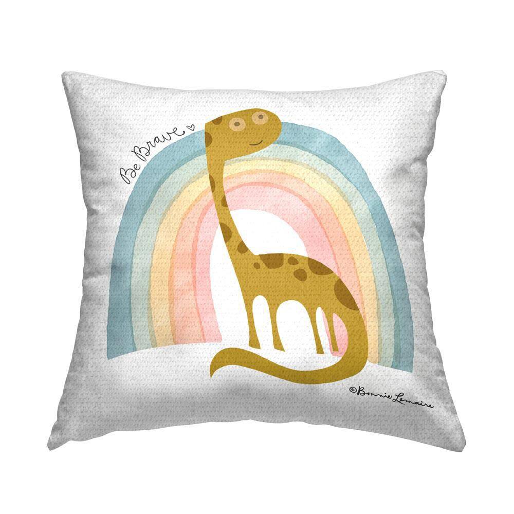 Be Brave Dinosaur Outdoor Printed Throw Pillow by Bonnie Lemaire price history on PriceWatchPro