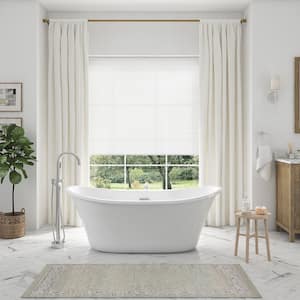 Riley 60 in. Acrylic Freestanding Flatbottom Bathtub in White with Overflow and Drain with Freestanding Faucet in Chrome