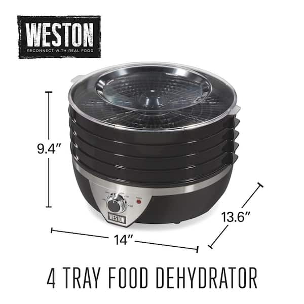 Weston Plus 6-Tray Black and Silver Food Dehydrator with Built-In Timer  75-0450-W - The Home Depot