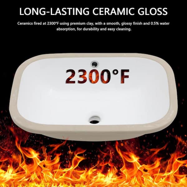 Fulorni 22 in. Undermount White Ceramic Porcelain Bathroom Sink