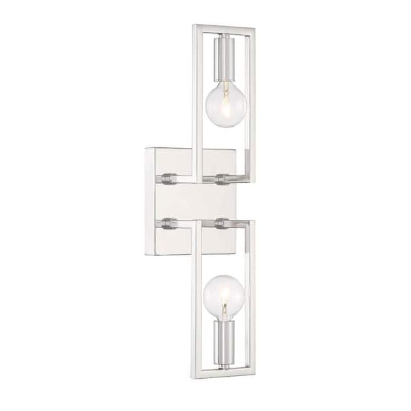 Designers Fountain Finni 5 in. 2-Light Polished Nickel Retro Wall Sconce