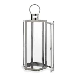 10 in. x 22.6 in. Silver Stainless Steel Outdoor Patio Lantern