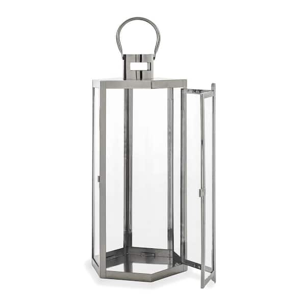 HOTEBIKE 10 in. x 22.6 in. Silver Stainless Steel Outdoor Patio Lantern