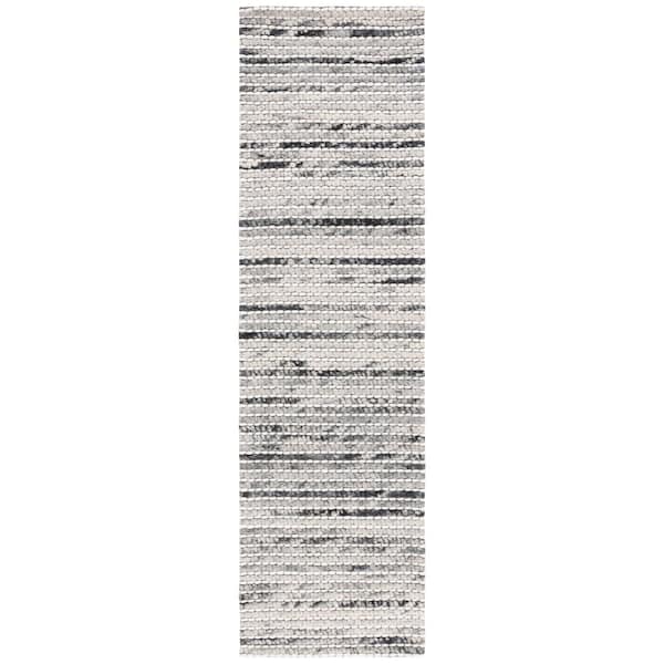 Marbella Black Ivory 2 ft. X 8 ft. Abstract Border Runner Rug