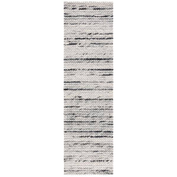 SAFAVIEH Marbella Black Ivory 2 ft. X 8 ft. Abstract Border Runner Rug