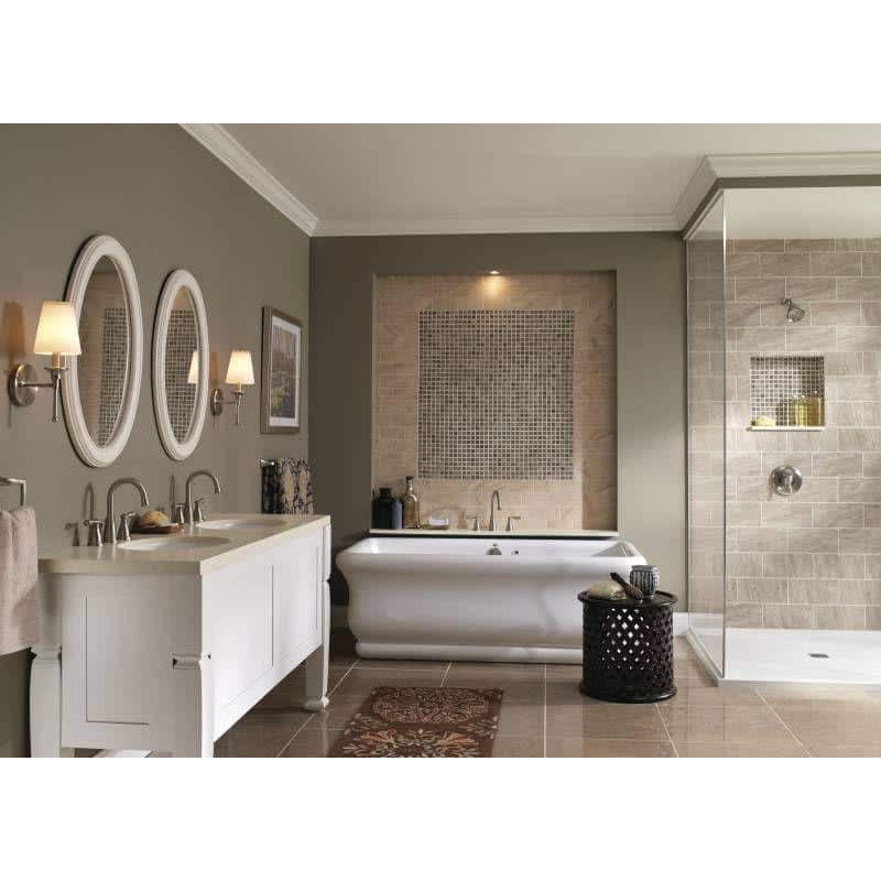 Elegant Dual-Handle Brushed Nickel Roman Tub Faucet
