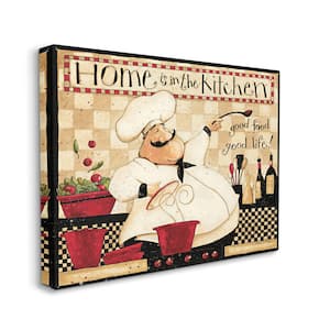 "Home is the Kitchen Phrase Charming Vintage Chef" by Dan DiPaolo Unframed Drink Canvas Wall Art Print 16 in. x 20 in.