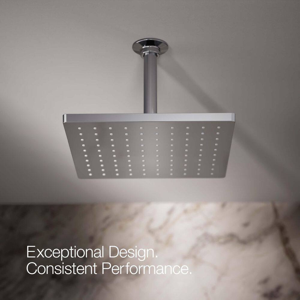 Polished Chrome 10" Square Rain Showerhead with Wall or Ceiling Mount