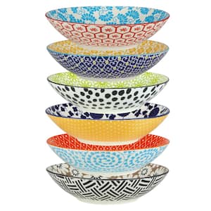 Chelsea Multicolored Porcelain 9 in. 32 oz. Dinner Bowls (Set of 6)