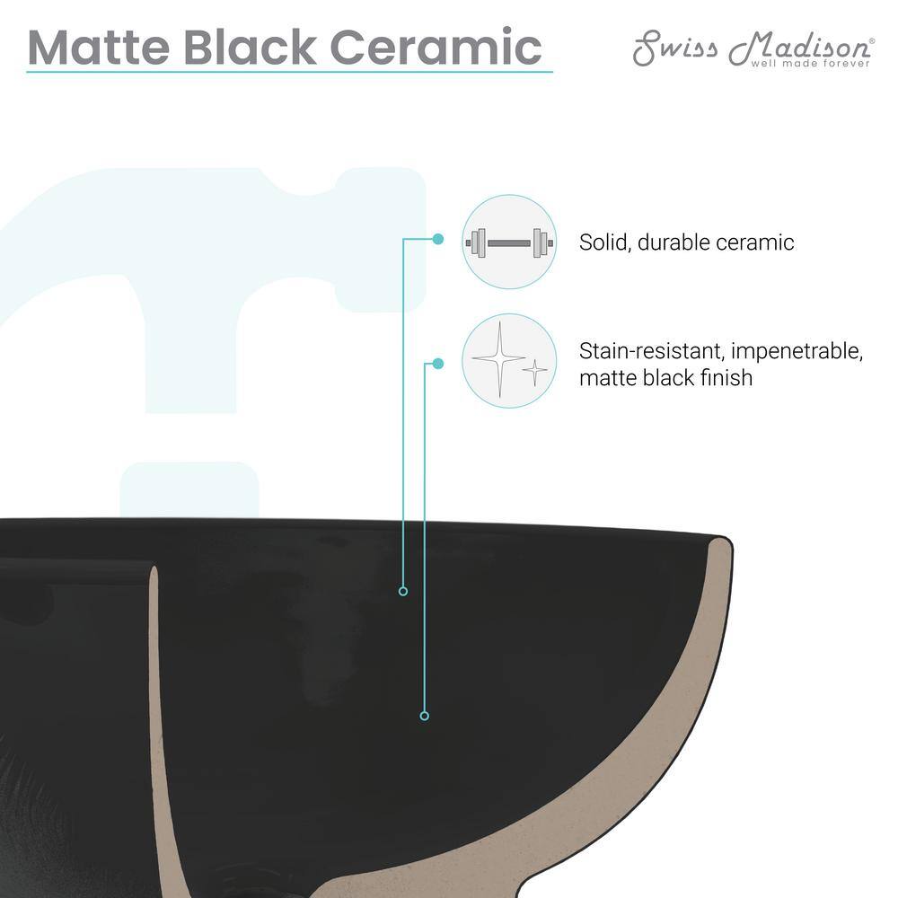 Beau 16.5" Matte Black Round Ceramic Vessel Sink