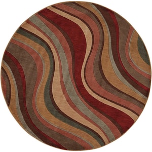 Somerset Multicolor 6 ft. Round Modern Distressed Area Rug