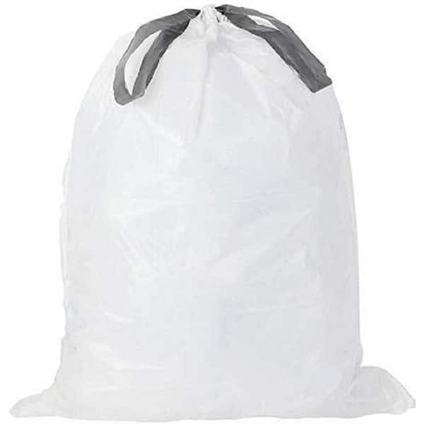 Plasticplace Custom Fit Trash Bags simplehuman (X) Code D Compatible (200 Count) White Drawstring Garbage Liners 5.2 Gallon / 20 Liter 15.75 x 28