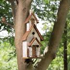 23.62 in. H Oversized Rustic Wood White Birdhouse