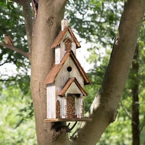 Brand New Free Standing Bird House Outdoor Wooden Feeder Weather Treated Garden 