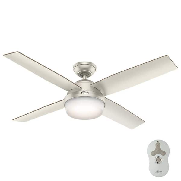 Hunter Dempsey 52 in. LED Indoor/Outdoor Matte Nickel Ceiling Fan with Light and Remote