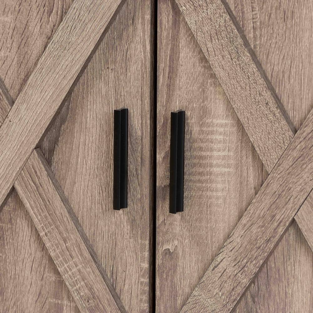 Wayne Oak Brown Farmhouse Wood and Metal Shoe Storage Cabinet