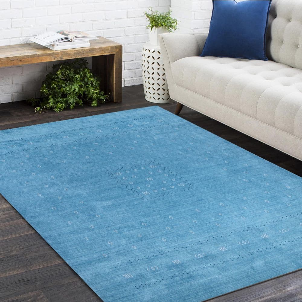 Sapphire Geometric Hand-Loomed Wool Area Rug 8' x 10'