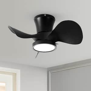 22 in. LED Indoor Black Small Ceiling Fan with Light and Remote, Reversible DC Motor and 3 Blades