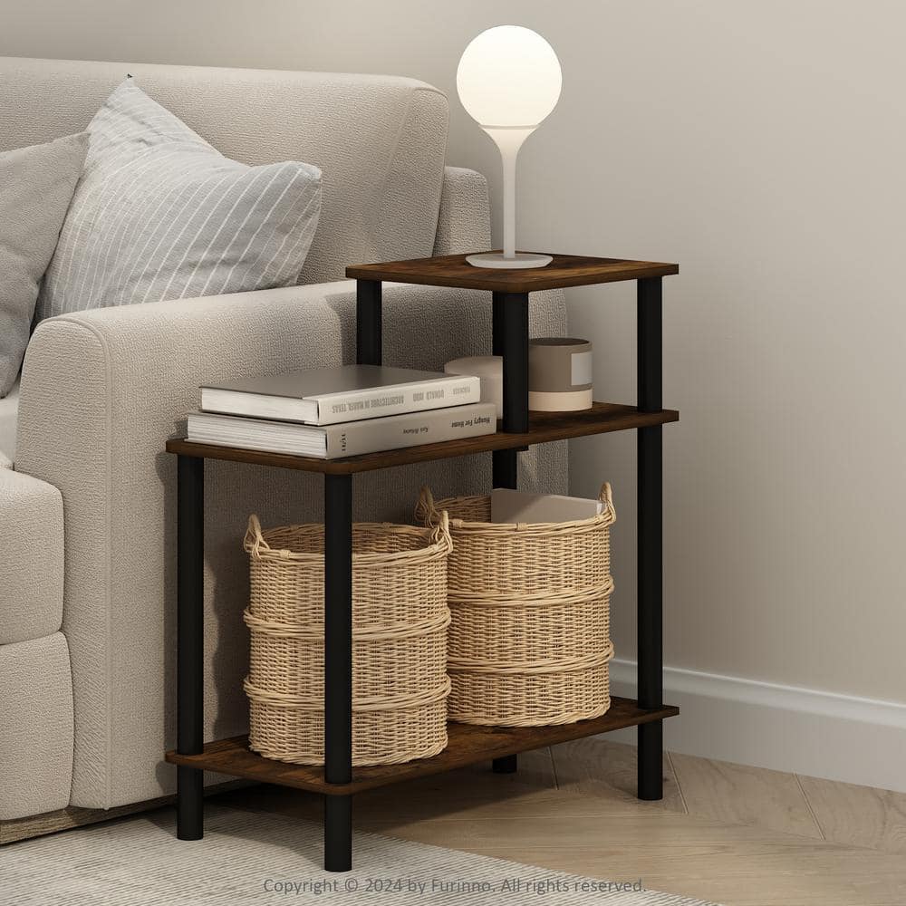 23.62 in. Amber Oak/Black Rectangle Wood End Table price history on PriceWatchPro