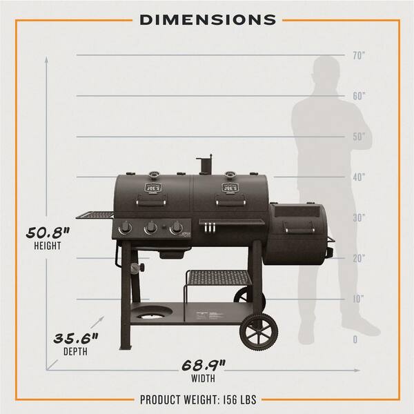 OKLAHOMA JOE S 3 Burner Canyon Combo Charcoal and Gas Smoker and