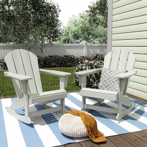 Laguna 2-Pack Fade Resistant Outdoor Patio HDPE Poly Plastic Classic Adirondack Porch Rocking Chairs in Sand