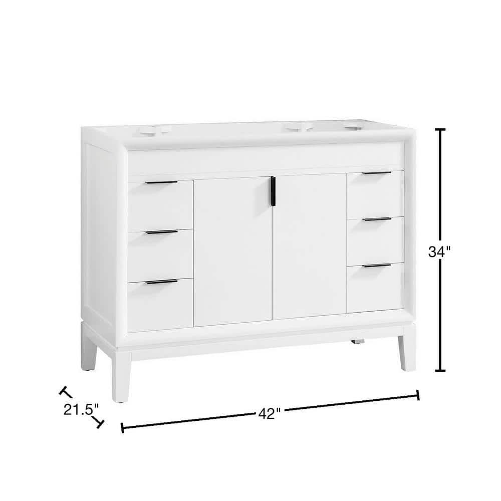 Emma 42" White Solid Wood Freestanding Vanity Cabinet