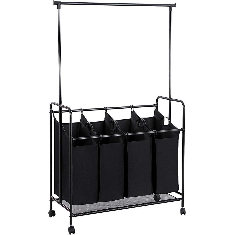 42 in. W x 17 in. D x 37 in. H Fabric Laundry Basket Hamper with Rolling Wh