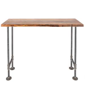 48 in. x 16 in. x 34 in. SunSet Cedar Stain Restore Wood Console Table with Industrial Steel Pipe Legs