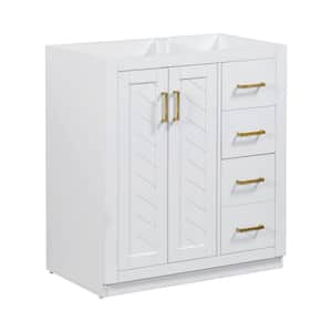 30 in. W x 17 in. D x 33 in. H Freestanding Solid Wood Frame Bath Vanity Cabinet with Out Top in White with Drawers