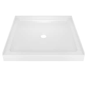 Classic 400 36 in. L x 36 in. W Alcove Shower Pan Base with Center Drain in High Gloss White