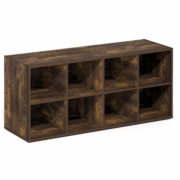 15.6 in. H 8-Pair Amber Pine Wood Shoe Rack