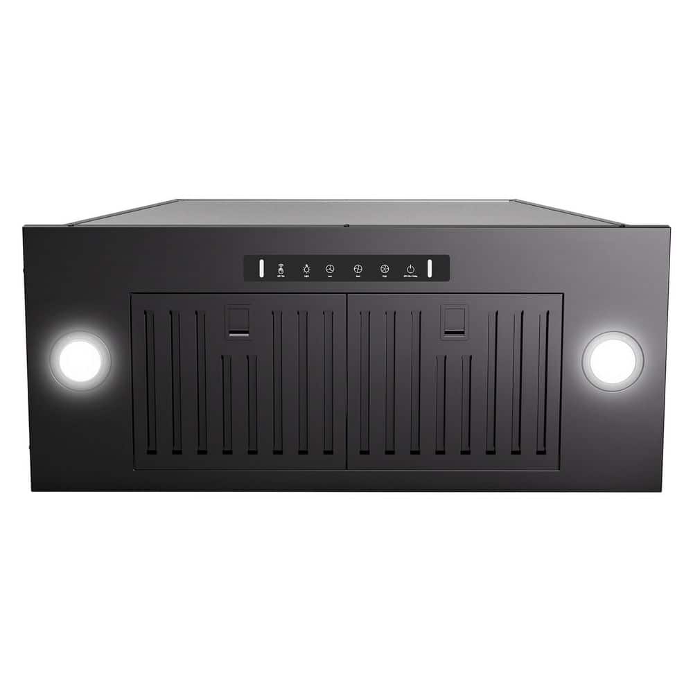 28 in. 900CFM Ductless Convertible Insert Range Hood in Black Stainless Steel with LED Light Gesture Sensing and Filter
