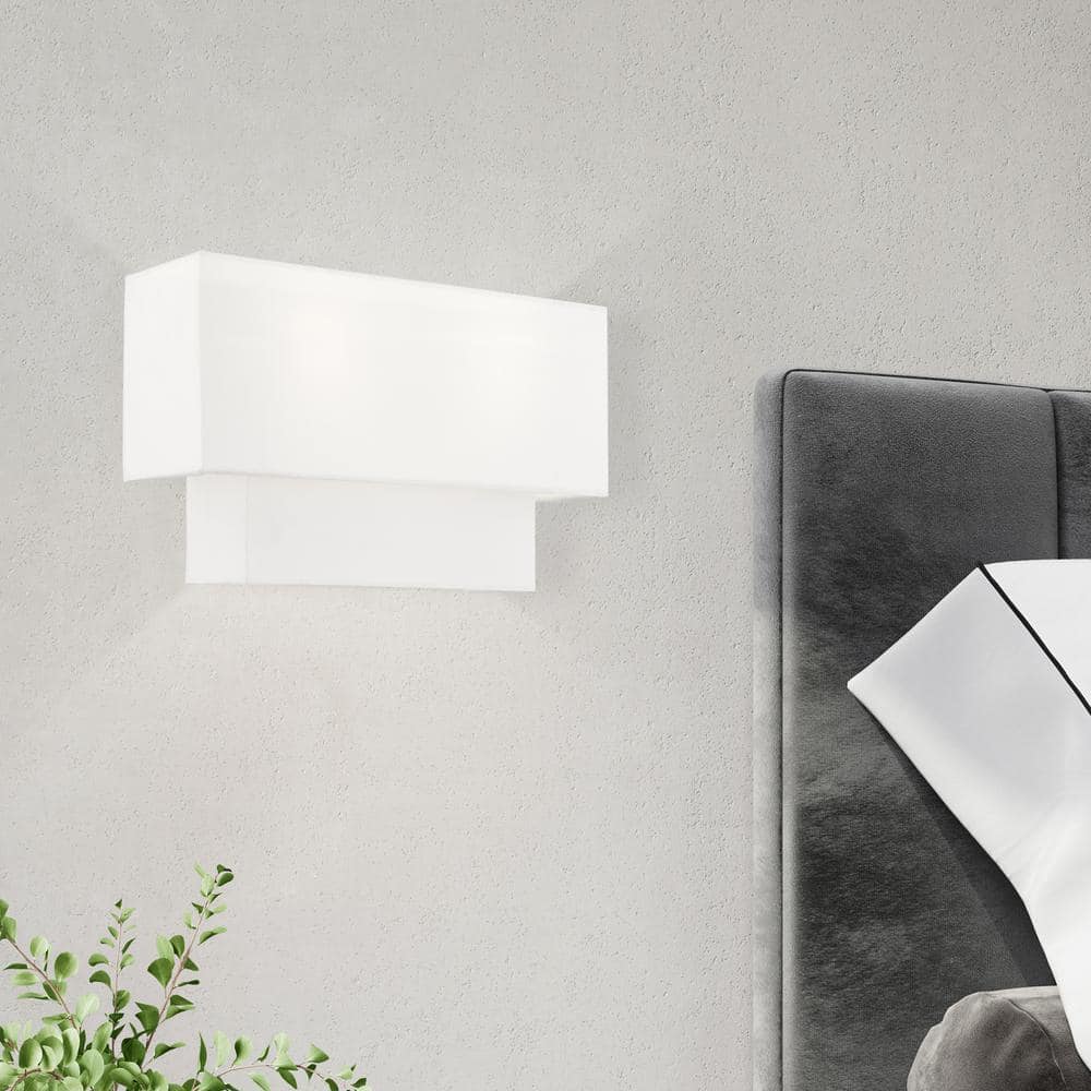 Swaney Brushed Nickel 2-Light Dimmable Fabric Shade Sconce