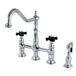 Duchess 2-Handle Bridge Kitchen Faucet with Side Sprayer in Polished Chrome
