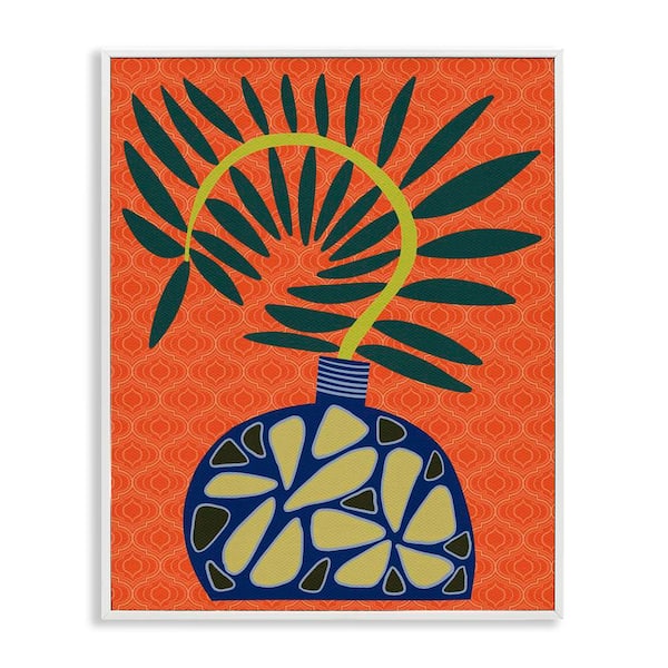 Modern Vase on Orange by Regina Moore White Framed Nature Giclee Art Print 30 in. x 24 in.