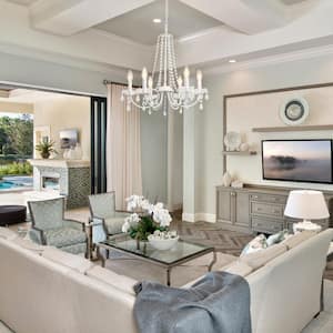 6-Light White Classic/Traditional Chandelier with Crystal Accents for Living Room Bedroom Kitchen Study